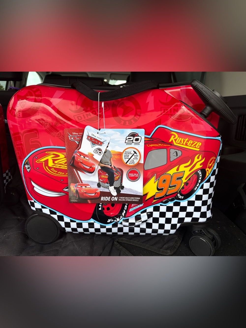 Cars Lightning McQueen Red Ride-On Kids Luggage